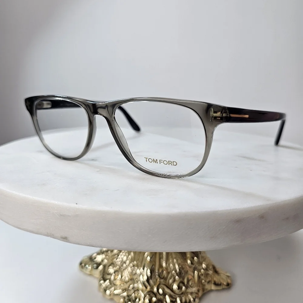 TOM FORD 53 mm Women's crystal‎ gray round eyeglasses frames